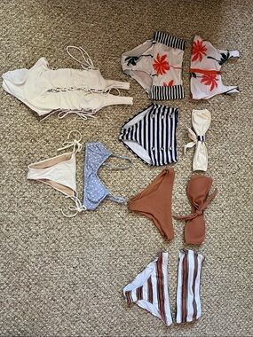 BUNDLE!! Mixed Women's Bikini Set Bundle - Neutrals, Stripes & Floral